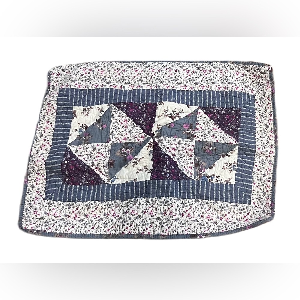 Laura Ashley Sham Patchwork Quilted Floral Blue & Purple Standard Sham